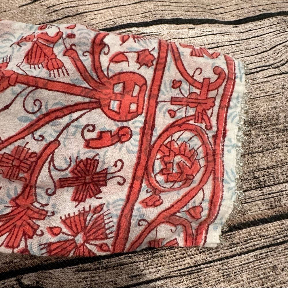 Roberta Roller Rabbit Cotton Blouse With Beaded Edge Size S/M - Picture 7 of 11